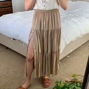 Vintage western /boho/festival tan midi skirt
